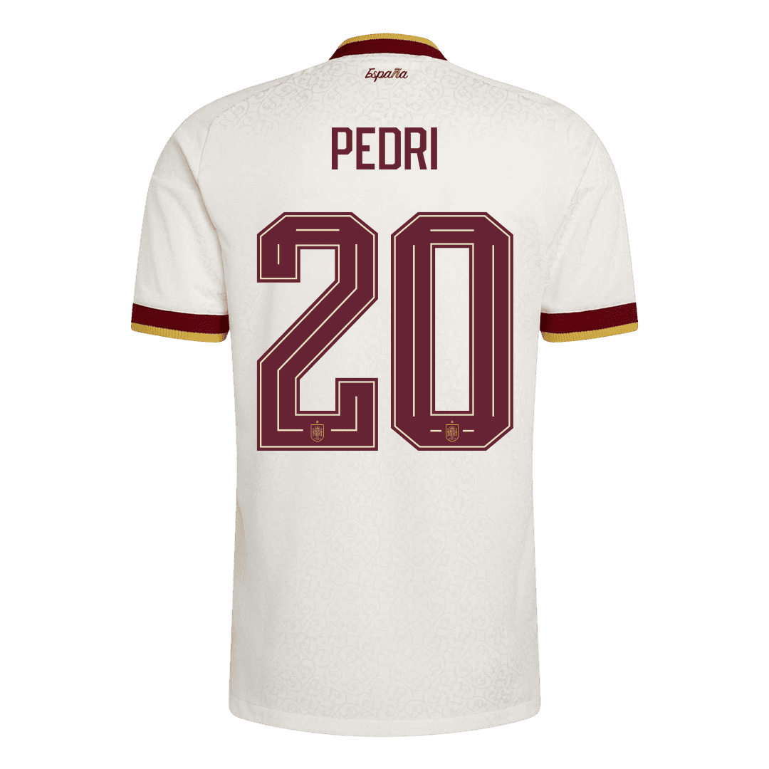 Spanien Tröja PEDRI #20 2026 Borta Autentisk Vit (2 Stjärnor)