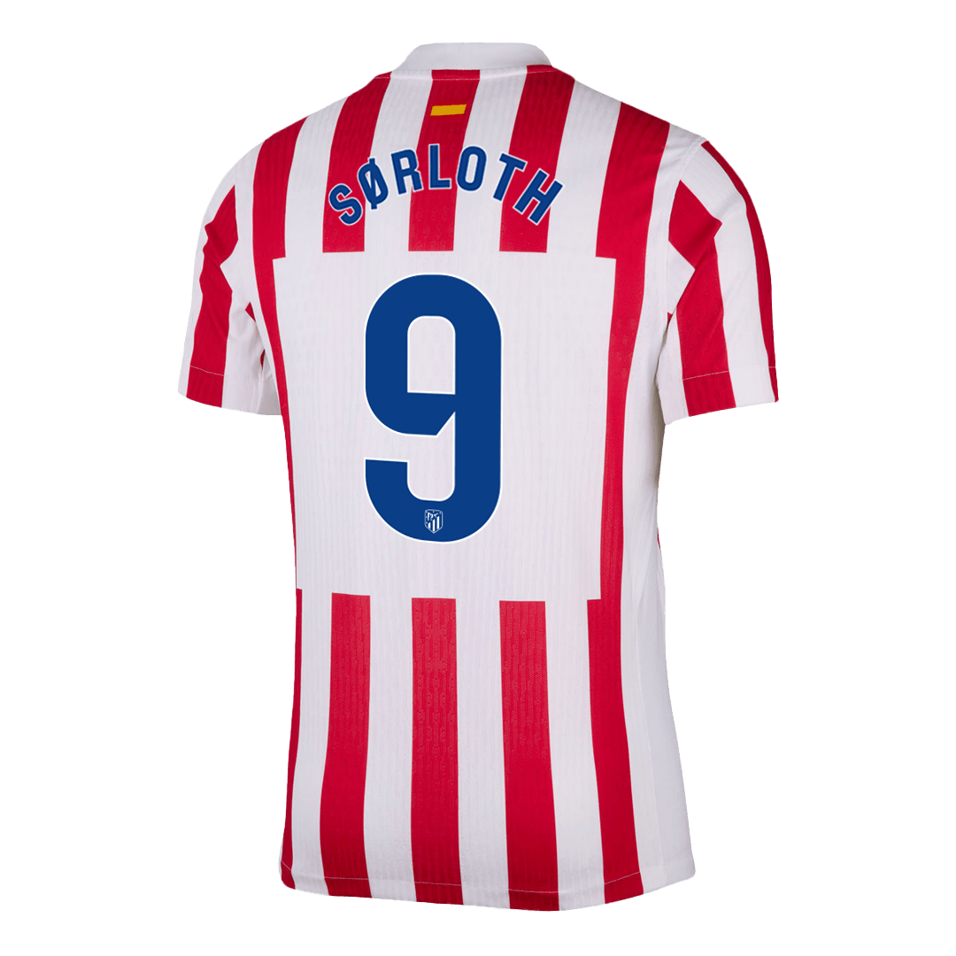 Atletico Madrid Tröja SØRLOTH #9 2025/26 Hemma Autentisk Röd & Vit