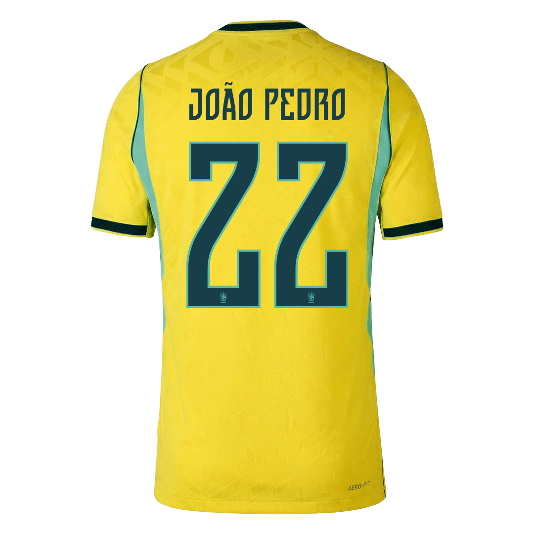Brasilien Tröja JOÃO PEDRO #22 2026 Hemma Autentisk Gul