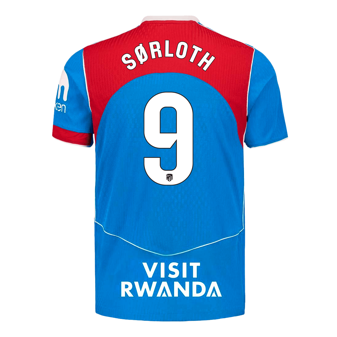 Atletico Madrid Tröja SØRLOTH #9 2025/26 Tredje Autentisk Blå