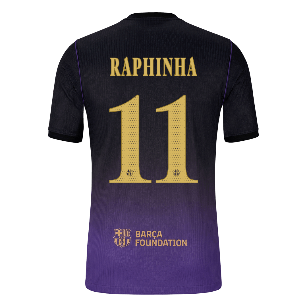 Barcelona Tröja RAPHINHA #11 2026/27 Borta Autentisk Black/Purple - UCL