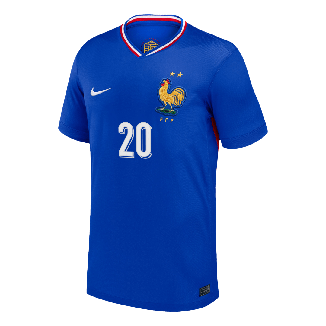 Frankrike Tröja COMAN #20 Euro 2024 Hemma Blå