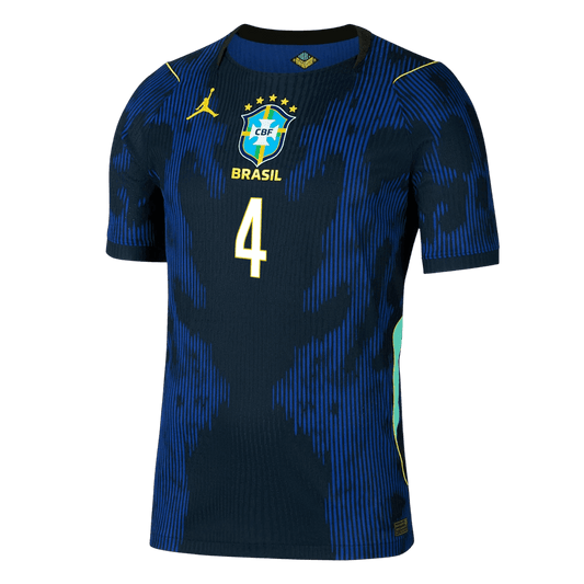 Brasilien Tröja MARQUINHOS #4 2026 Borta Autentisk Mörkblå-1