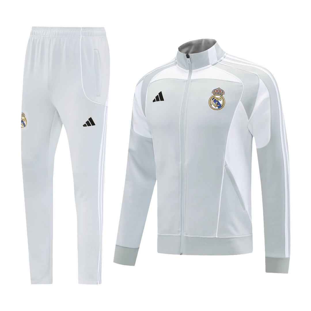 Real Madrid Hemma Träningsset (Jacka+Byxor) 2025/26 Grå