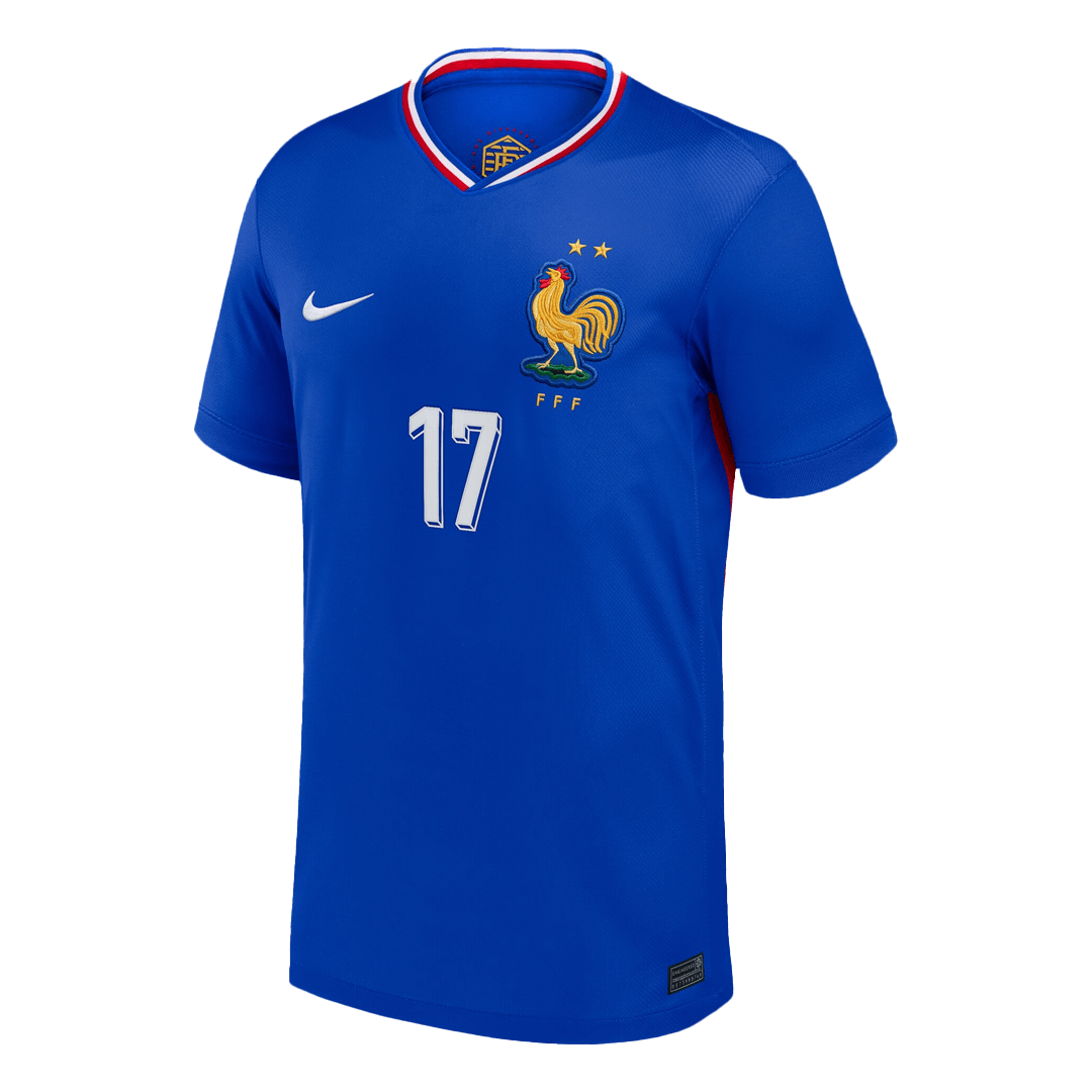 Frankrike Tröja SALIBA #17 Euro 2024 Hemma Blå