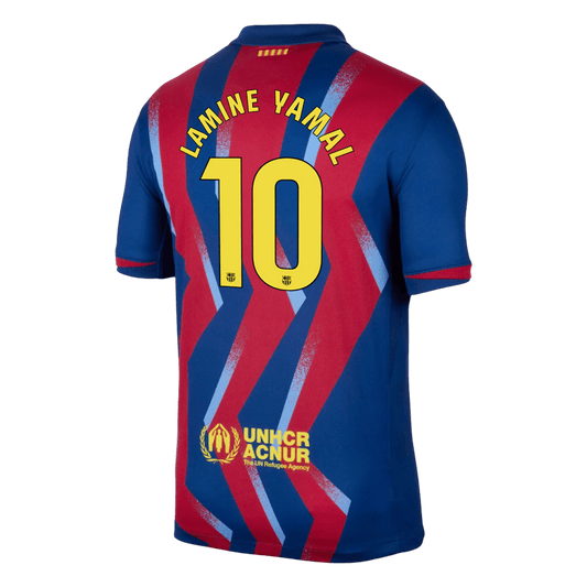 Barcelona Tröja LAMINE YAMAL #10 2025/26 Fourth Away Röd & Blå-1