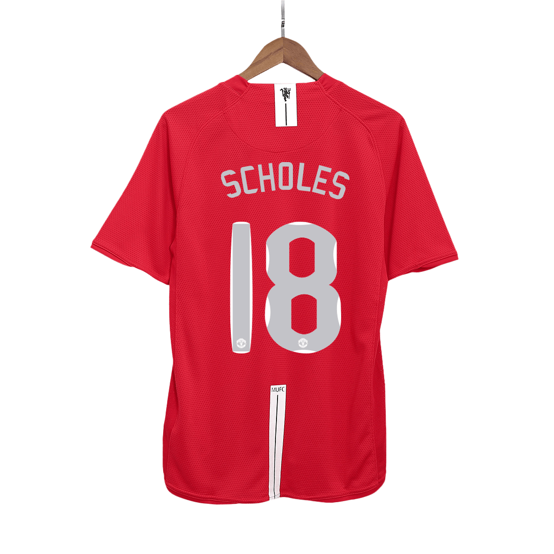 SCHOLES #18 Manchester United Hemmatröja 2007/08 Retro Tröja
 Röd - UCL Final