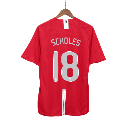 SCHOLES #18 Manchester United Hemmatröja 2007/08 Retro Tröja
 Röd - UCL Final