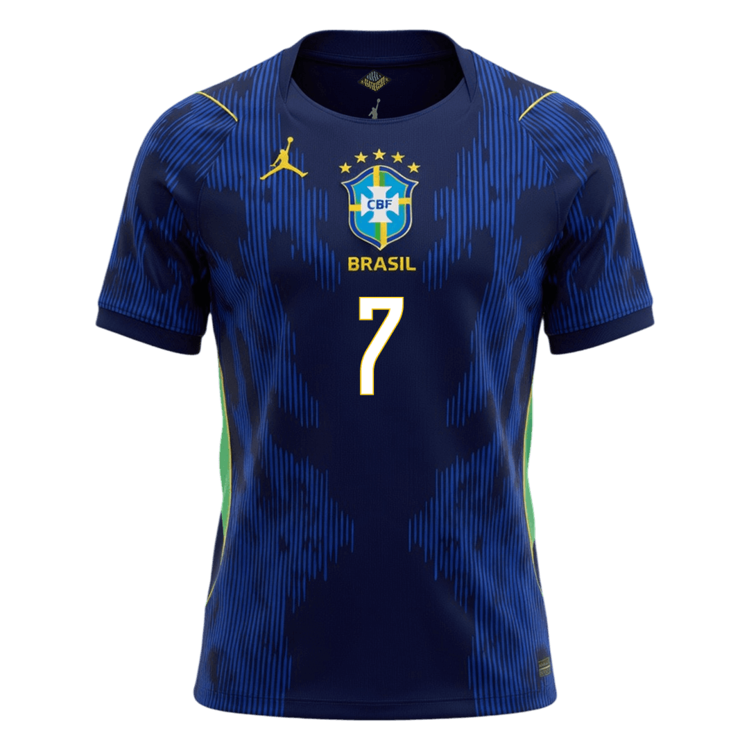 Brasilien Tröja VINI JR. #7 2026 Borta Mörkblå-9