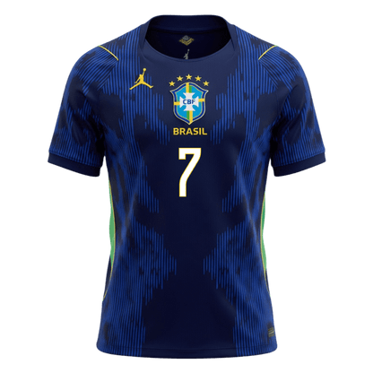 Brasilien Tröja VINI JR. #7 2026 Borta Mörkblå-9