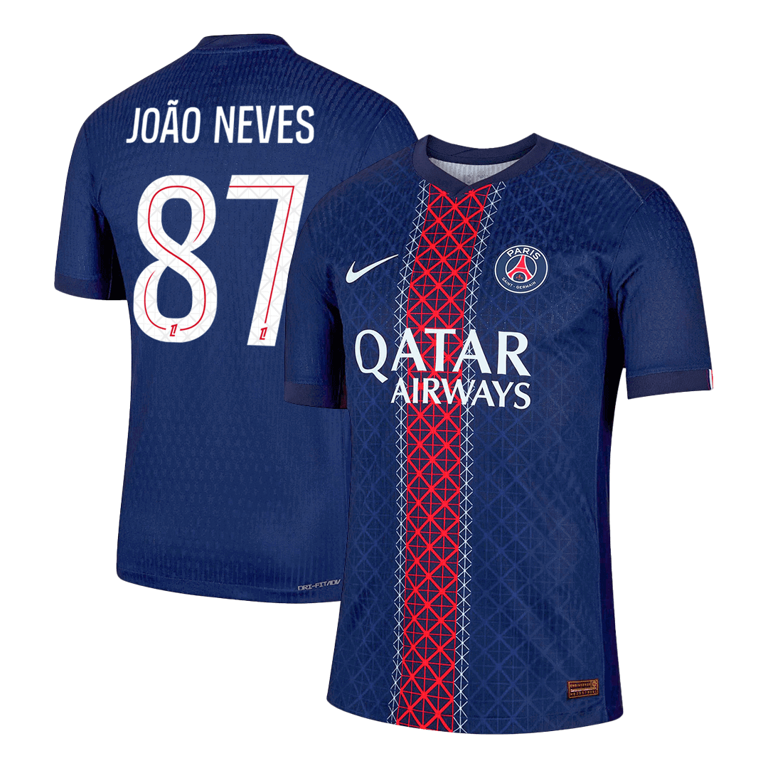 PSG Tröja JOÃO NEVES #87 2025/26 Hemma Mörkblå