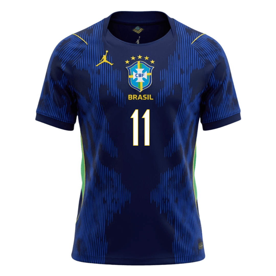 Brasilien Tröja RAPHINHA #11 2026 Borta Mörkblå-8