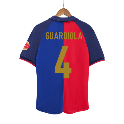GUARDIOLA #4 Barcelona Hemmatröja 1999/00 Retro Tröja
 Röd & Blå - 100-årsjubileum