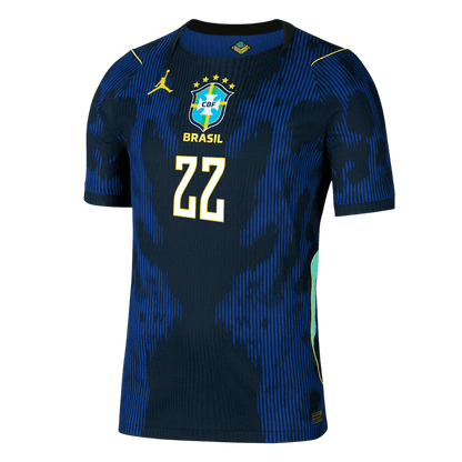 Brasilien Tröja JOÃO PEDRO #22 2026 Borta Autentisk Mörkblå-3