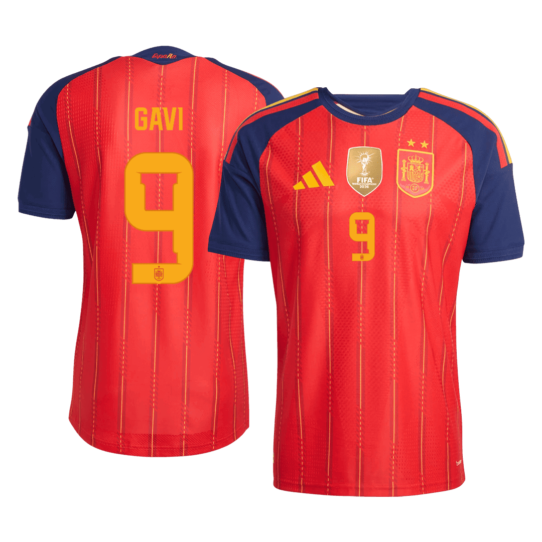 Spanien Tröja GAVI #9 2026 Hemma Autentisk  (2 Stjärnor)