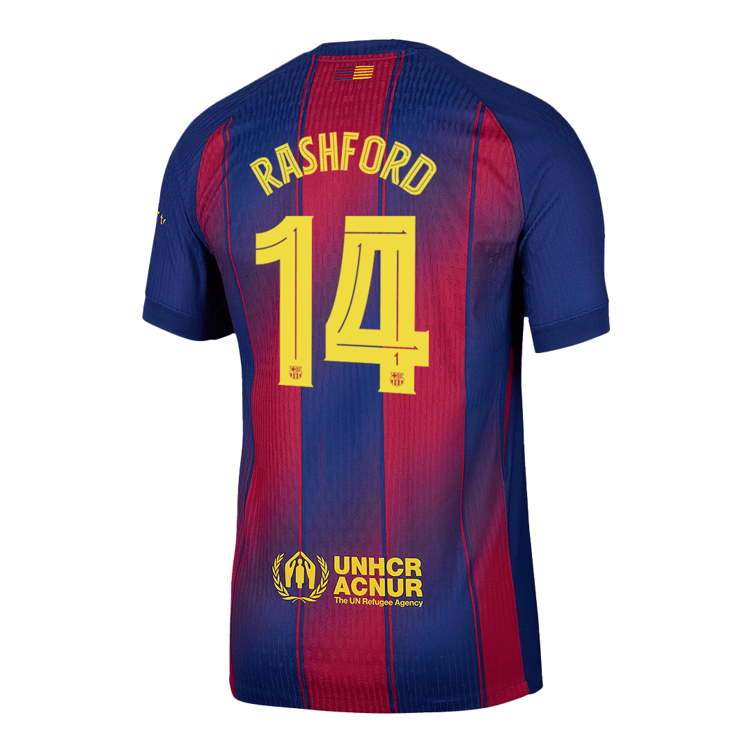 Barcelona Tröja RASHFORD #14 2025/26 Hemma Röd & Blå - UCL