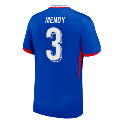 Frankrike Tröja MENDY #3 Euro 2024 Hemma Blå-7