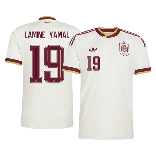Spanien Tröja LAMINE YAMAL #19 2026 Borta Vit