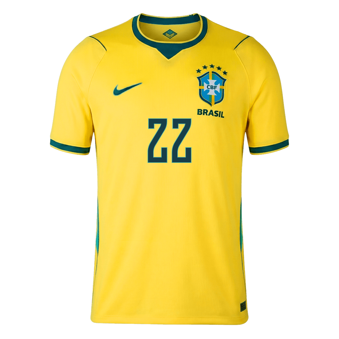 Brasilien Tröja JOÃO PEDRO #22 2026 Hemma Gul-5