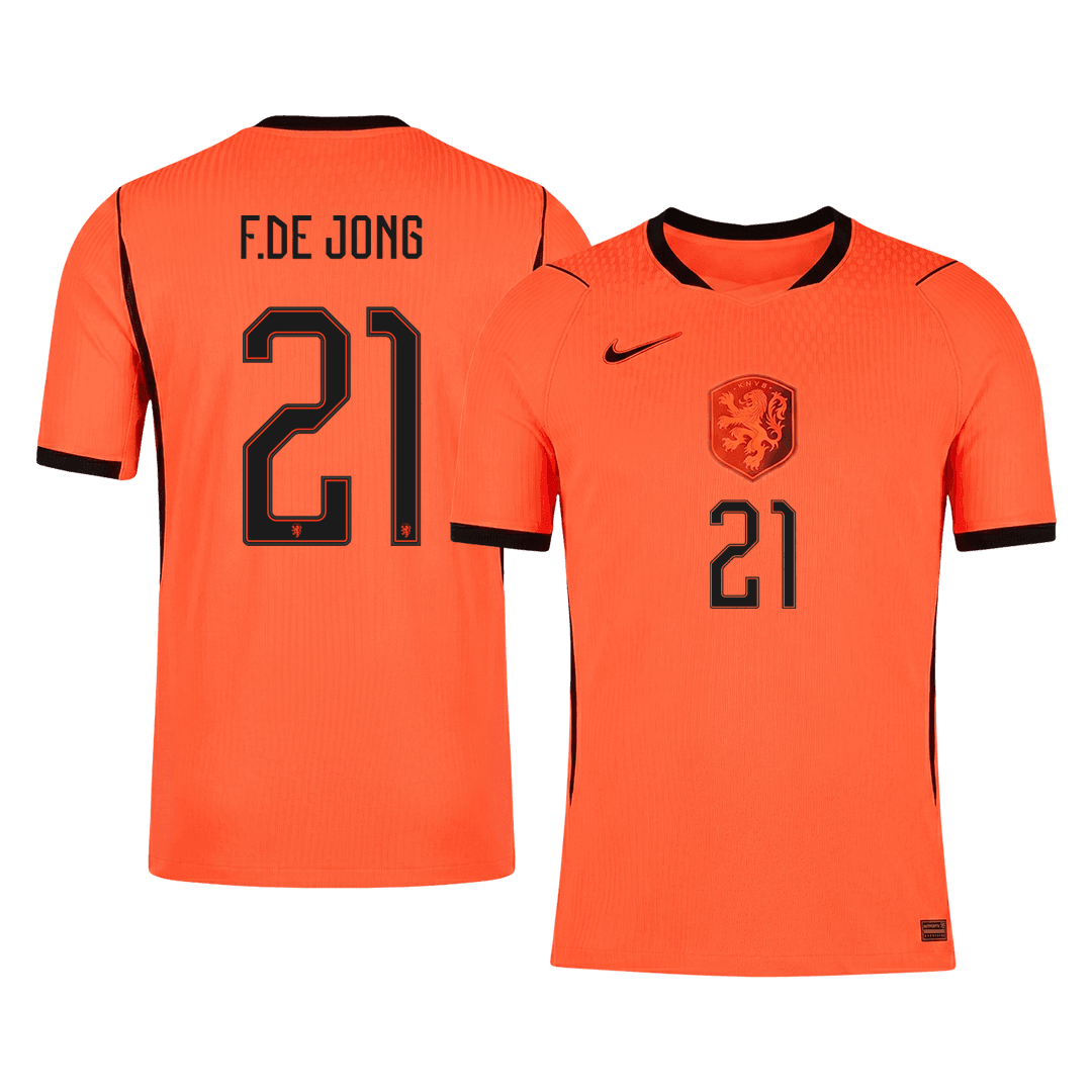 Nederländerna Tröja F.DE JONG #21 2026 Hemma Autentisk Orange
