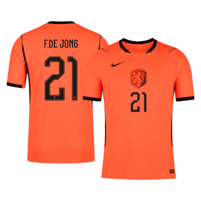 Nederländerna Tröja F.DE JONG #21 2026 Hemma Autentisk Orange