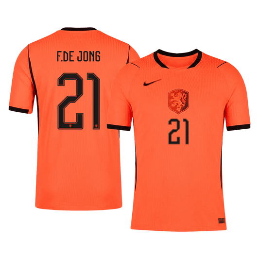 Nederländerna Tröja F.DE JONG #21 2026 Hemma Autentisk Orange