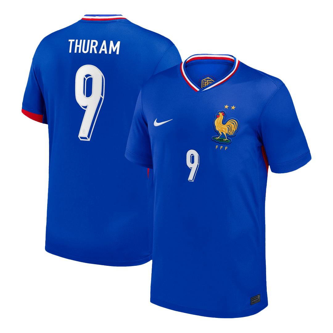 Frankrike Tröja THURAM #9 Euro 2024 Hemma Blå