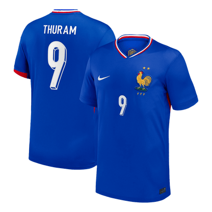 Frankrike Tröja THURAM #9 Euro 2024 Hemma Blå