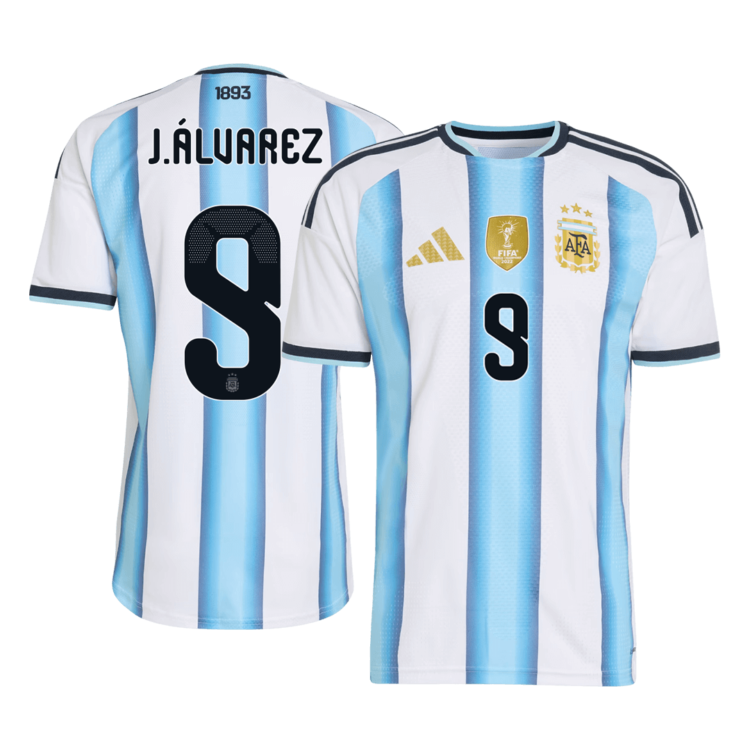 Argentina Tröja J.ÁLVAREZ #9 2026 Hemma Autentisk Blå & Vit