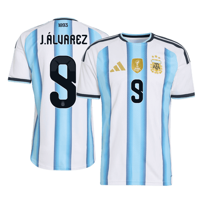 Argentina Tröja J.ÁLVAREZ #9 2026 Hemma Autentisk Blå & Vit