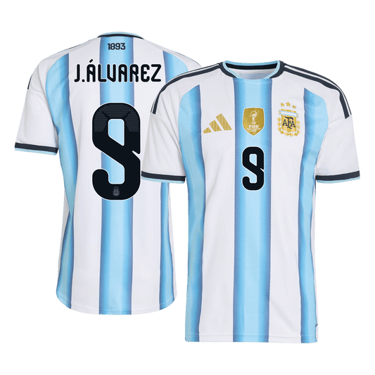 Argentina Tröja J.ÁLVAREZ #9 2026 Hemma Autentisk Blå & Vit