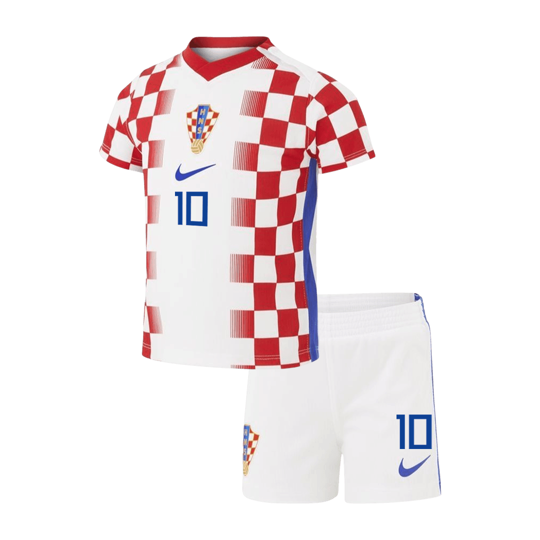 Kroatien Tröja MODRIĆ #10 2026 Hemma Röd & Vit Barn-2