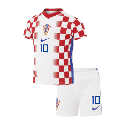 Kroatien Tröja MODRIĆ #10 2026 Hemma Röd & Vit Barn-2