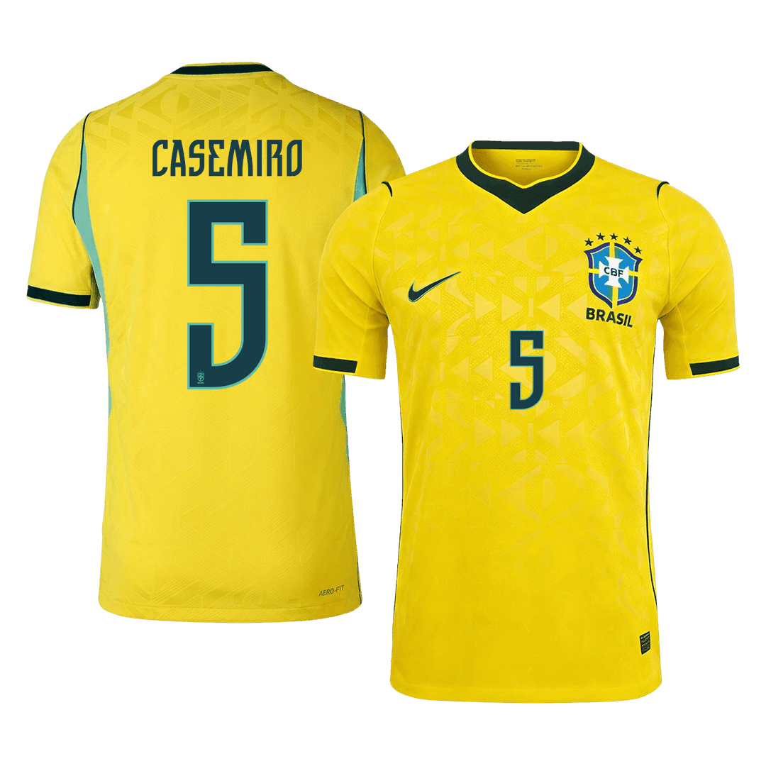 Brasilien Tröja CASEMIRO #5 2026 Hemma Autentisk Gul
