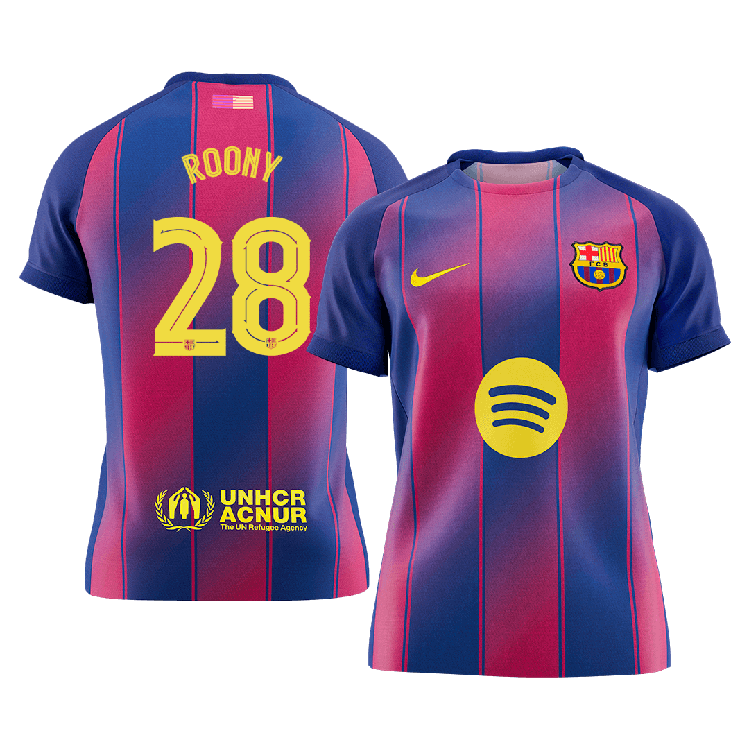 ROONY #28 Barcelona Tröja 2025/26 Hemma Premium Röd & Blå - UCL