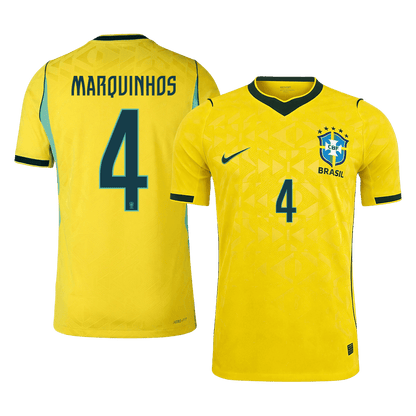 Brasilien Tröja MARQUINHOS #4 2026 Hemma Autentisk Gul