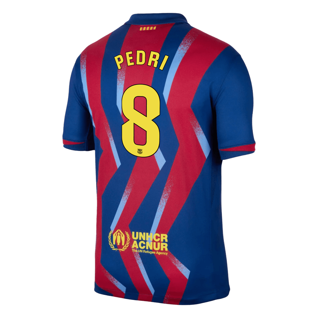 Barcelona Tröja PEDRI #8 2025/26 Fourth Away Röd & Blå
