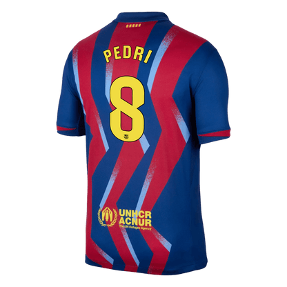 Barcelona Tröja PEDRI #8 2025/26 Fourth Away Röd & Blå-2