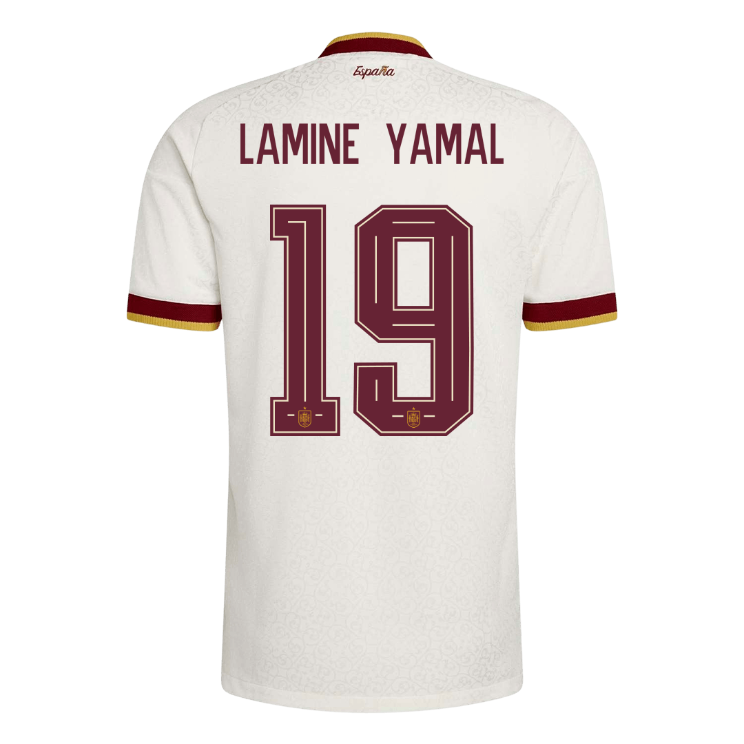 Spanien Tröja LAMINE YAMAL #19 2026 Borta Autentisk Vit-9