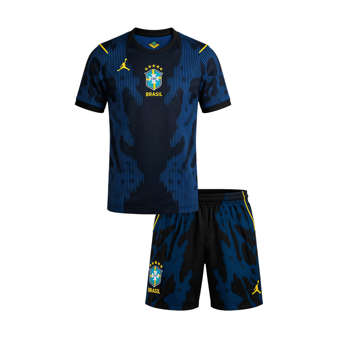 Brasilien Tröja 2026 Borta Mörkblå Barn