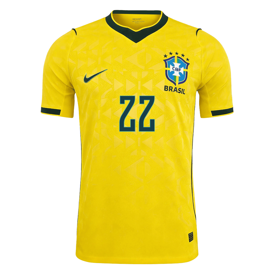Brasilien Tröja JOÃO PEDRO #22 2026 Hemma Autentisk Gul