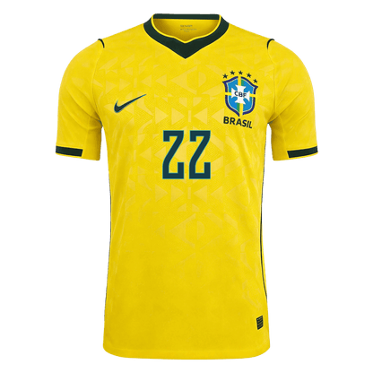 Brasilien Tröja JOÃO PEDRO #22 2026 Hemma Autentisk Gul-2