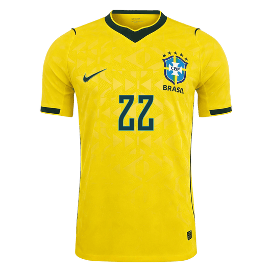 Brasilien Tröja JOÃO PEDRO #22 2026 Hemma Autentisk Gul-1