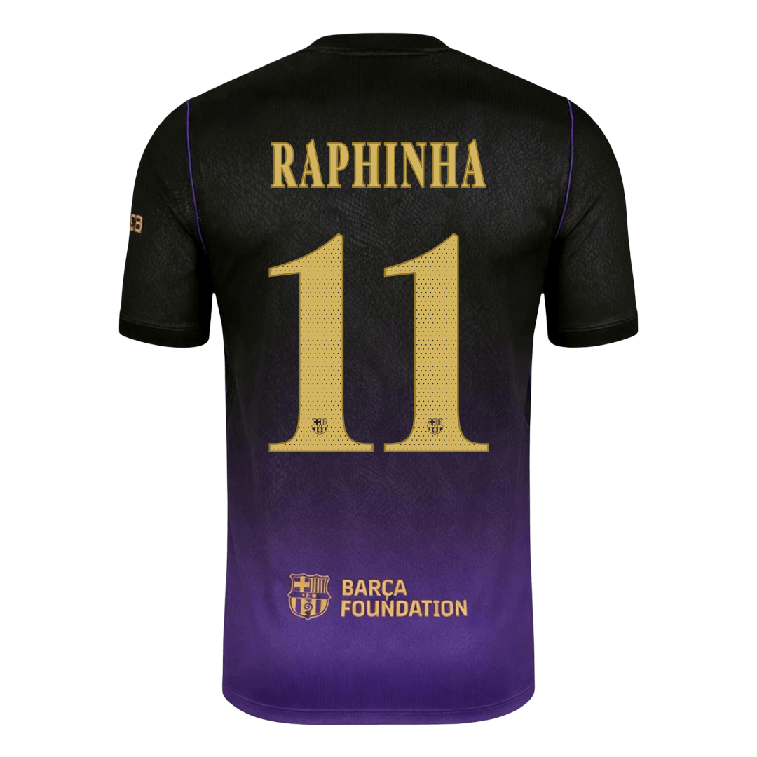 Barcelona Tröja RAPHINHA #11 2026/27 Borta Black/Purple - UCL-3