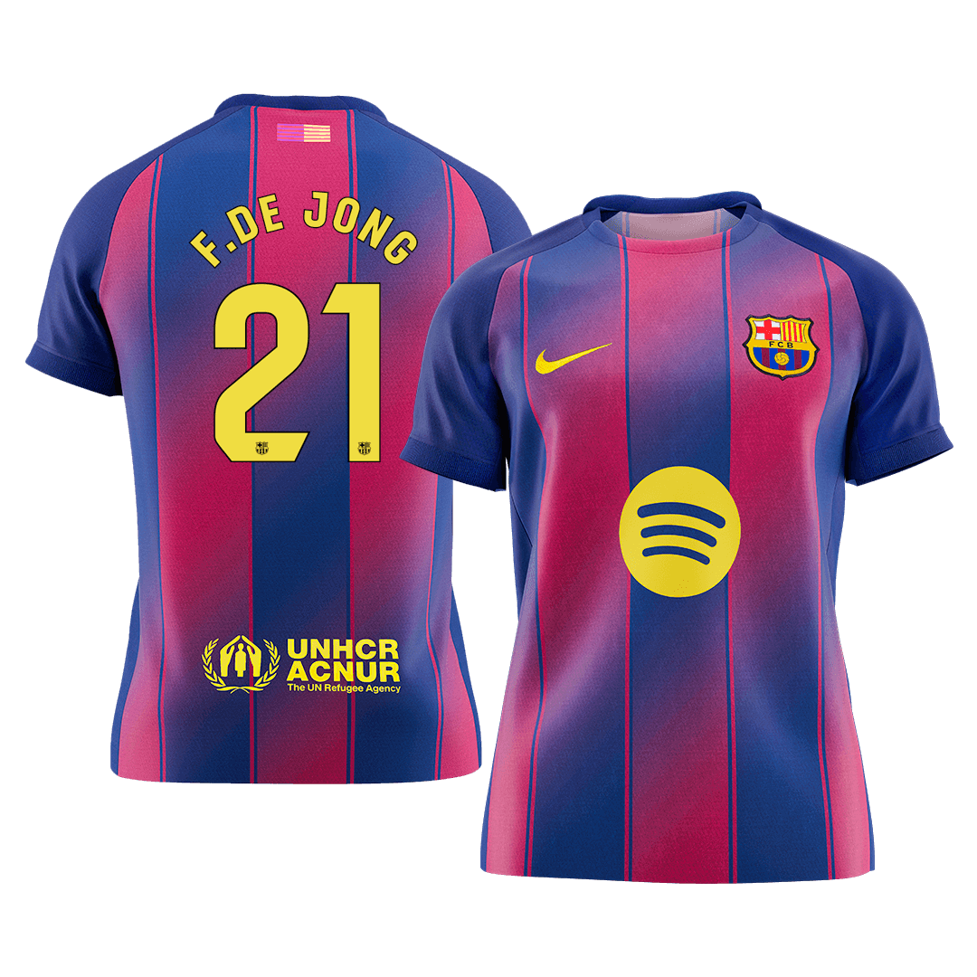 F.DE JONG #21 Barcelona Tröja 2025/26 Hemma Premium Röd & Blå