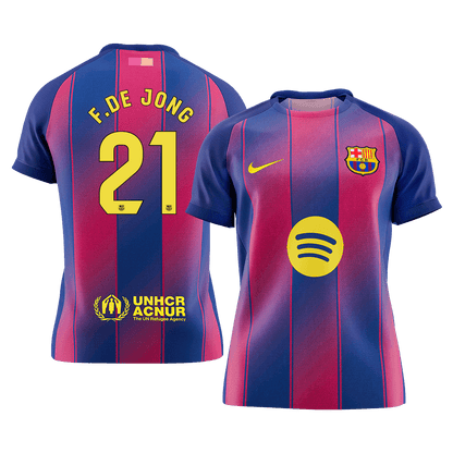 F.DE JONG #21 Barcelona Tröja 2025/26 Hemma Premium Röd & Blå