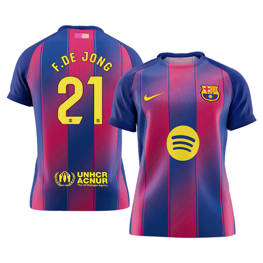 F.DE JONG #21 Barcelona Tröja 2025/26 Hemma Premium Röd & Blå