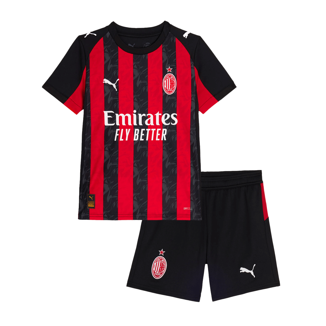 AC Milan Tröja 2025/26 Hemma Röd & Svart Barn