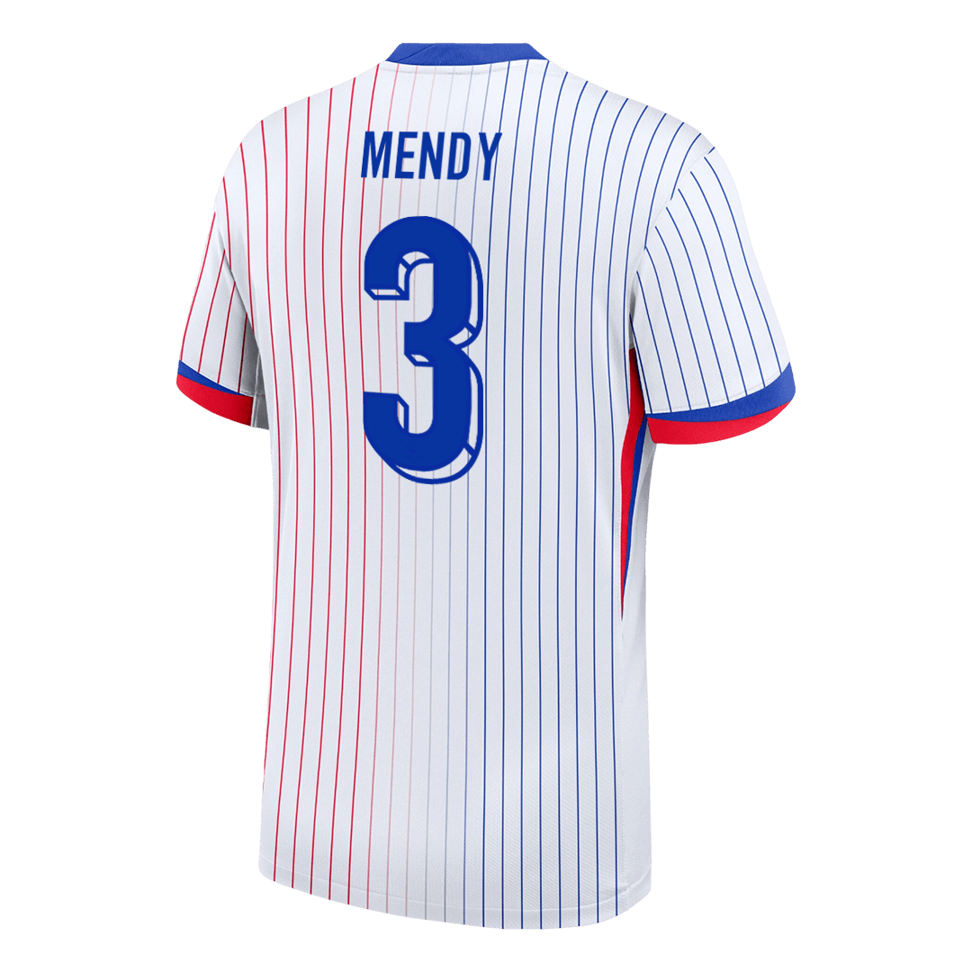 Frankrike Tröja MENDY #3 Euro 2024 Borta Vit-7
