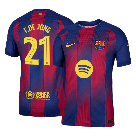 Barcelona Tröja F.DE JONG #21 2025/26 Hemma Röd & Blå - UCL